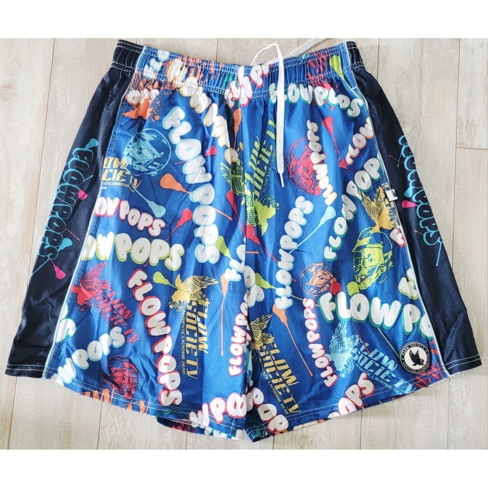 Flow Society Men's L Shorts Lacrosse Society "Flowpops"  Green Red Yellow Orange